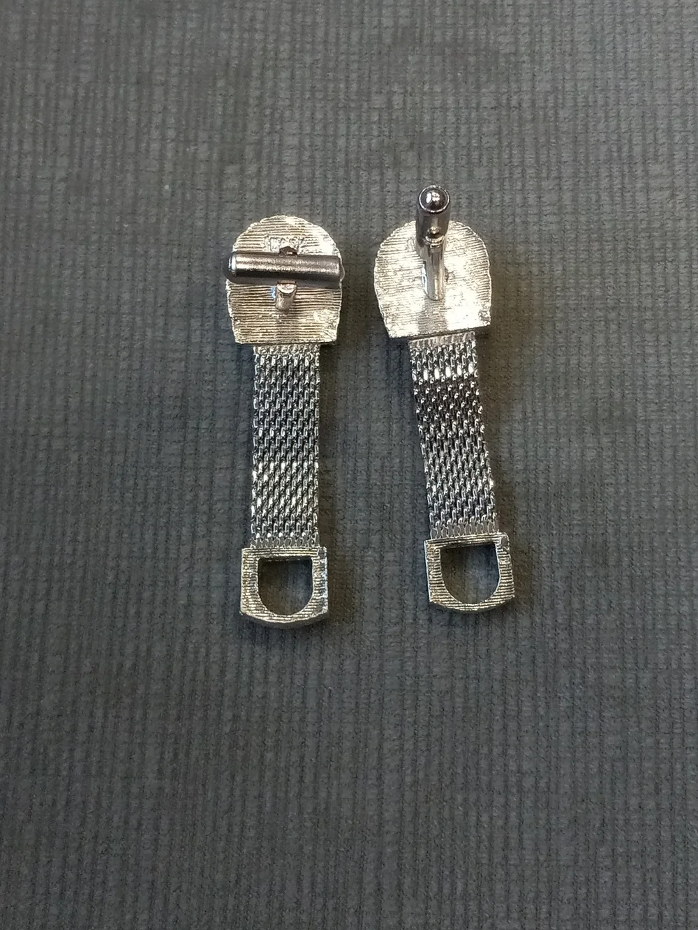 Silver Men’s Textured Clip-On Cufflinks - Silver
